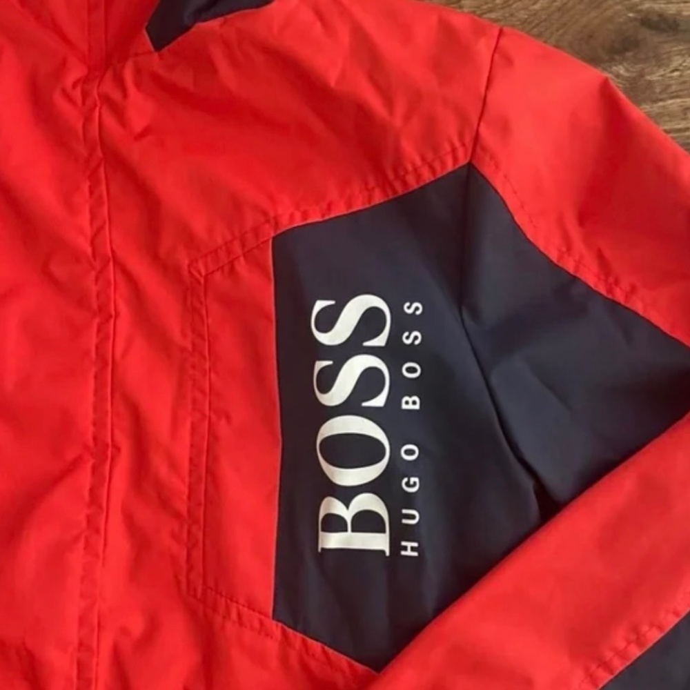 Hugo Boss Kids Red and Black Raincoat